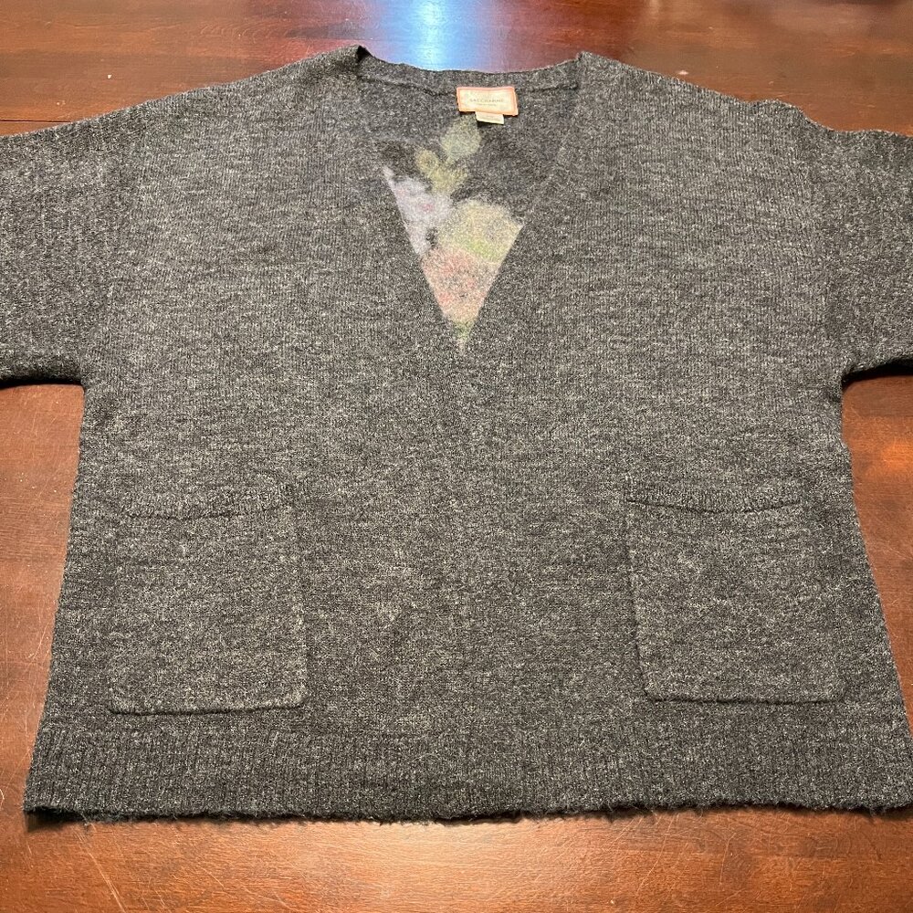 Felted Floral design Cardi by Saccharine of New York size L - Picture 3 of 11